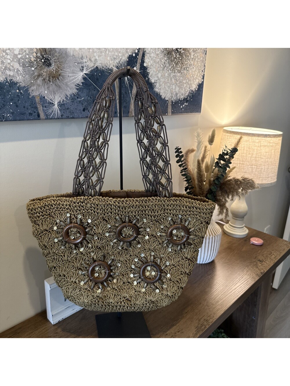 Boho Woven Straw Shoulder Bag